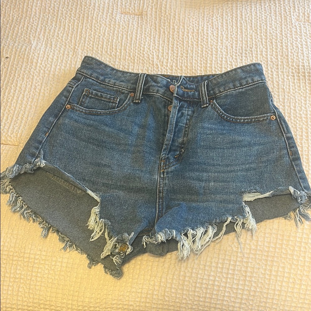 Wild Fable Blue Jean Shorts High-Waisted Frayed Hem